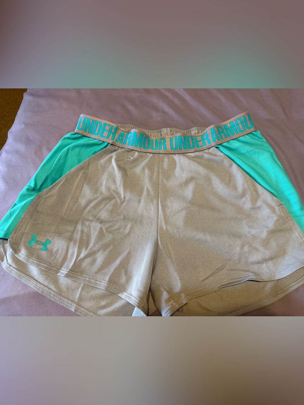Under Armour Women’s Gray Shorts with Teal Waistband
